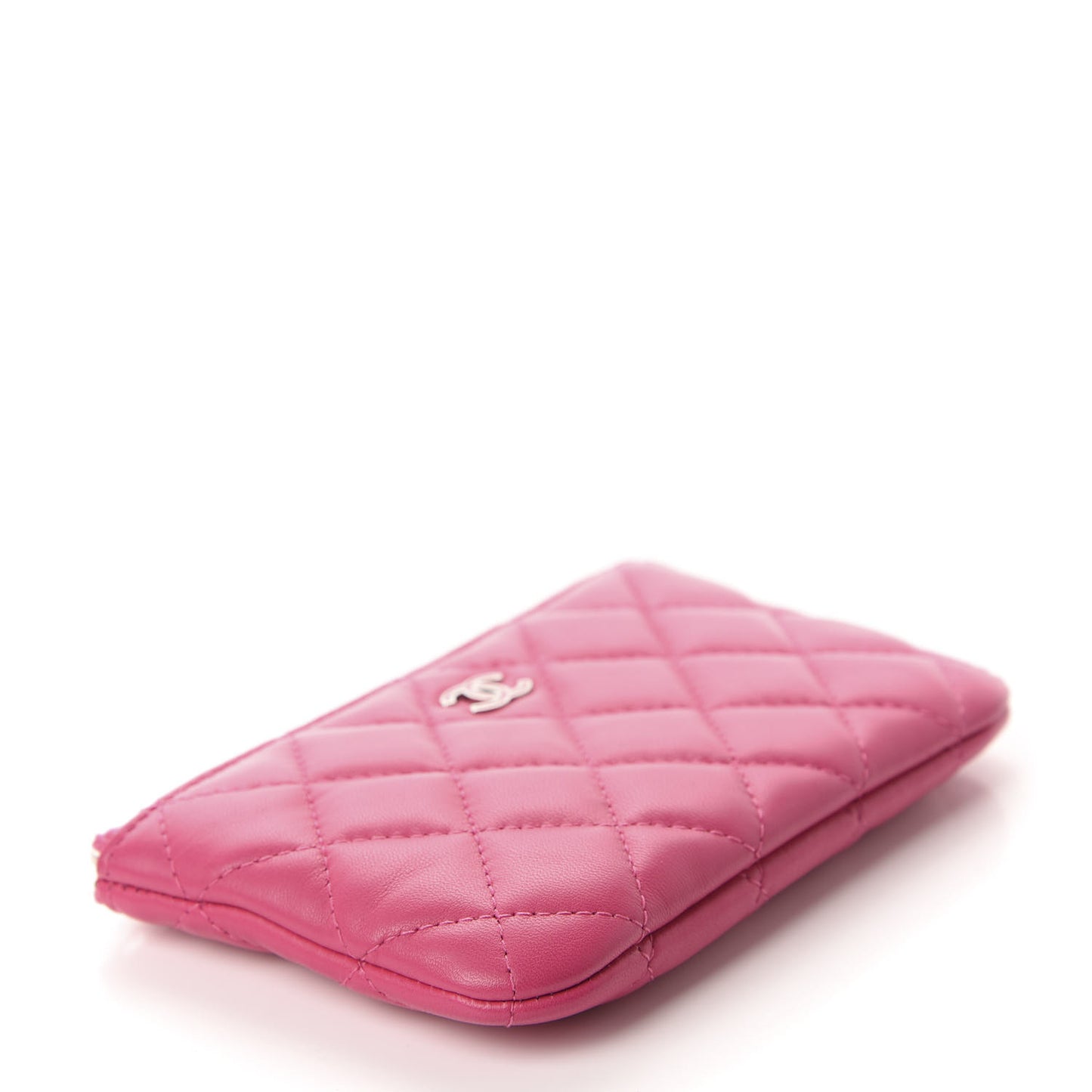 Lambskin Quilted Small Cosmetic Case Fuchsia