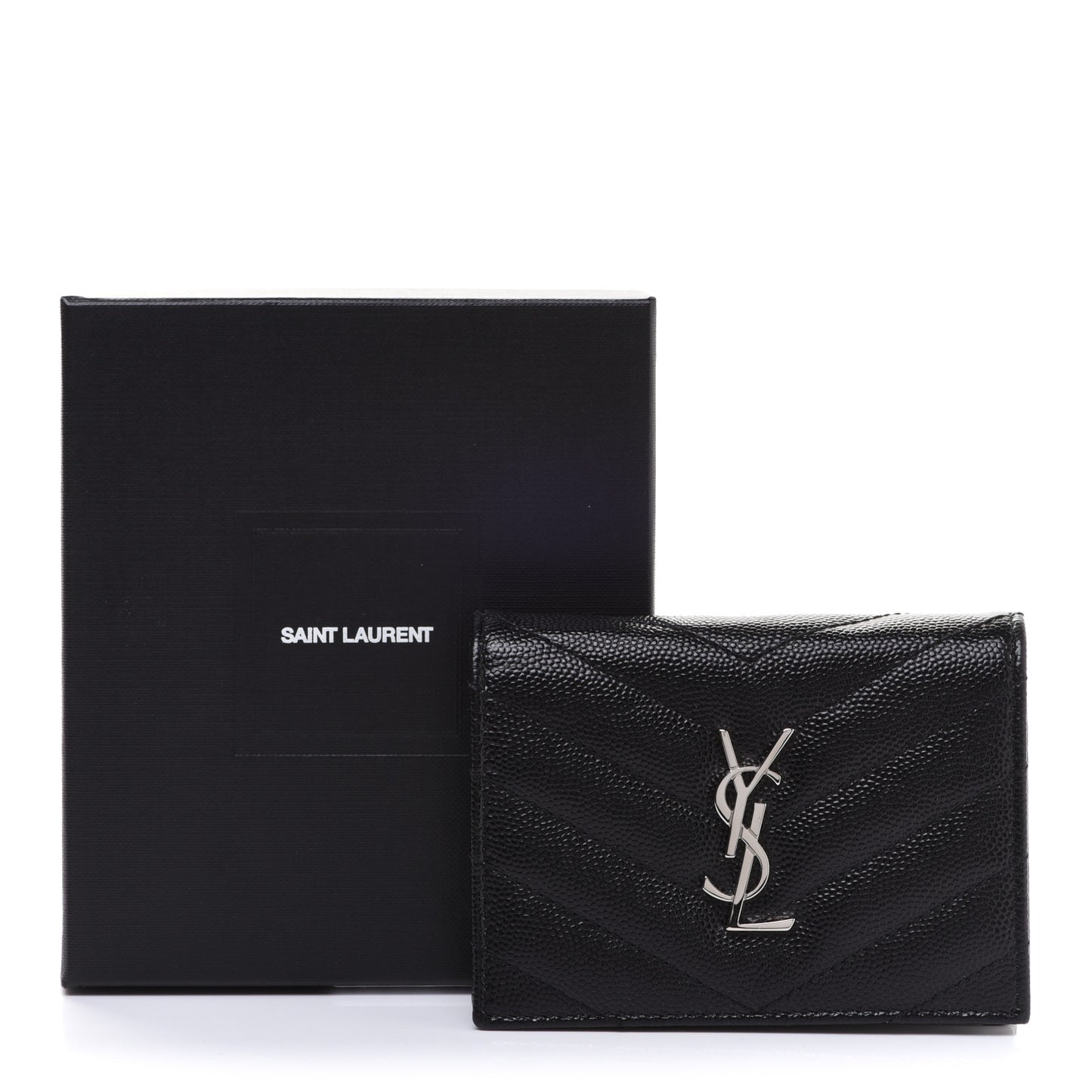 Grain De Poudre Matelasse Chevron Monogram Card Case Black