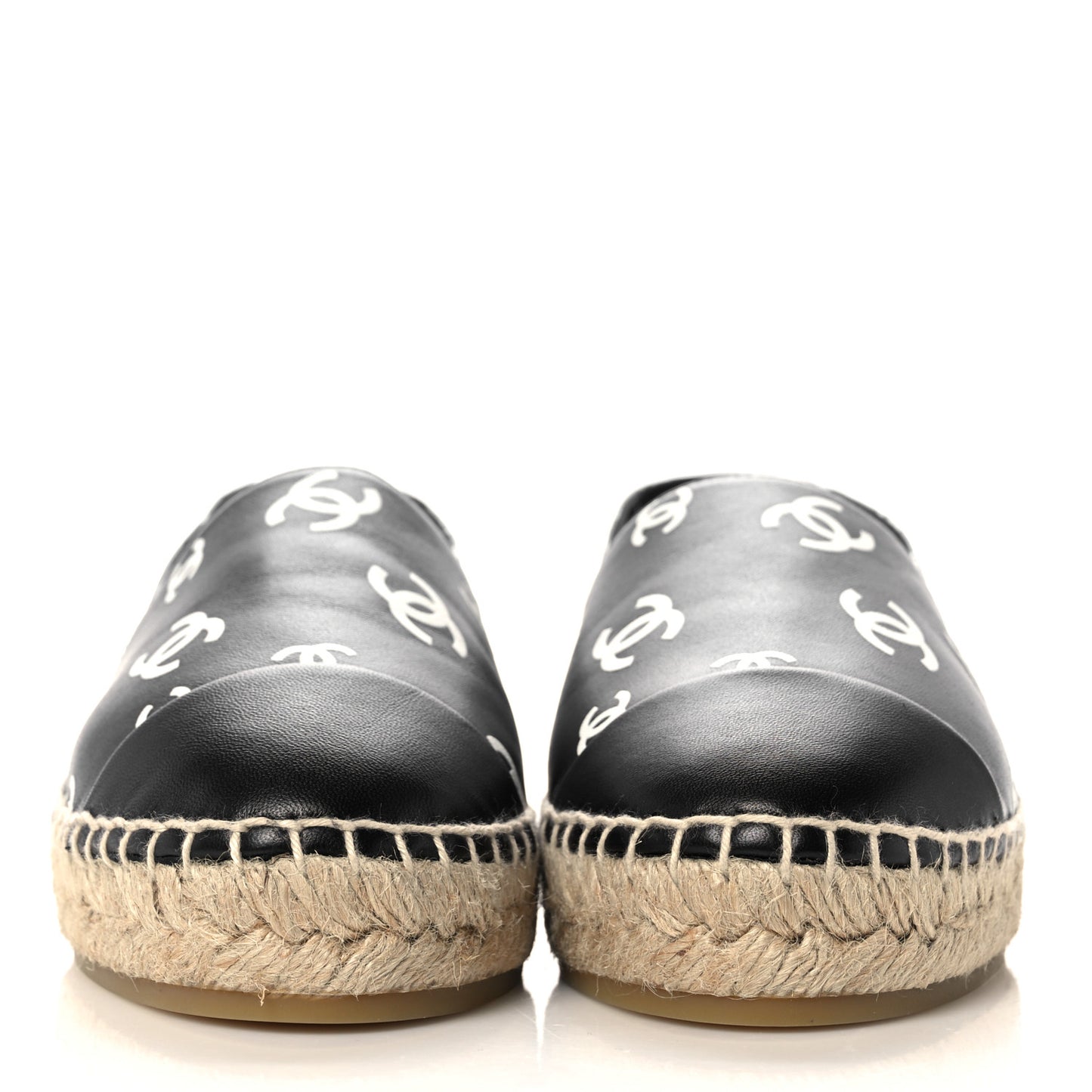 Lambskin Printed CC Espadrilles 37 Black White