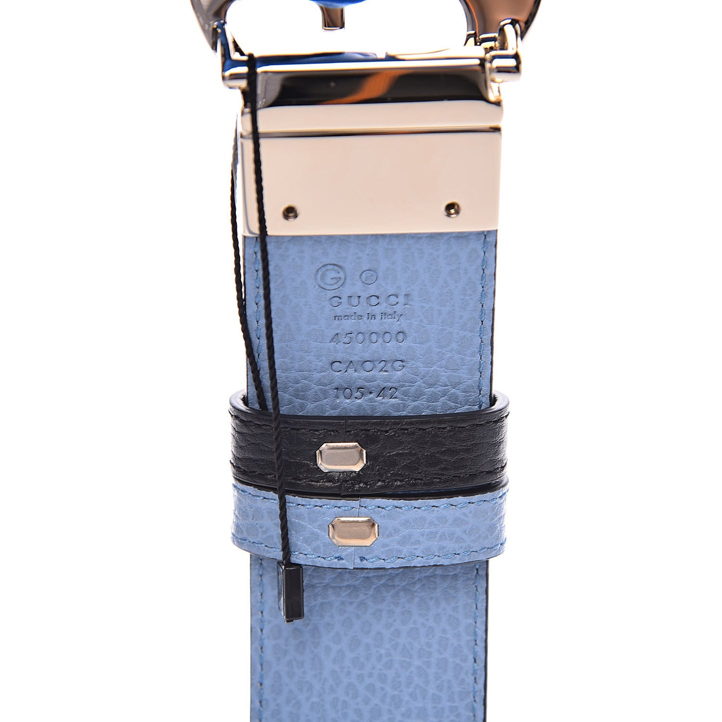 Dollar Calfskin 1973 Reversible Belt 105 42 Black Mineral Blue