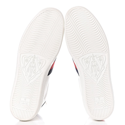 Gucci Calfskin Miro Soft Web Bee Embroidered Mens Ace High Top Sneakers 11.5 White 9 of 14