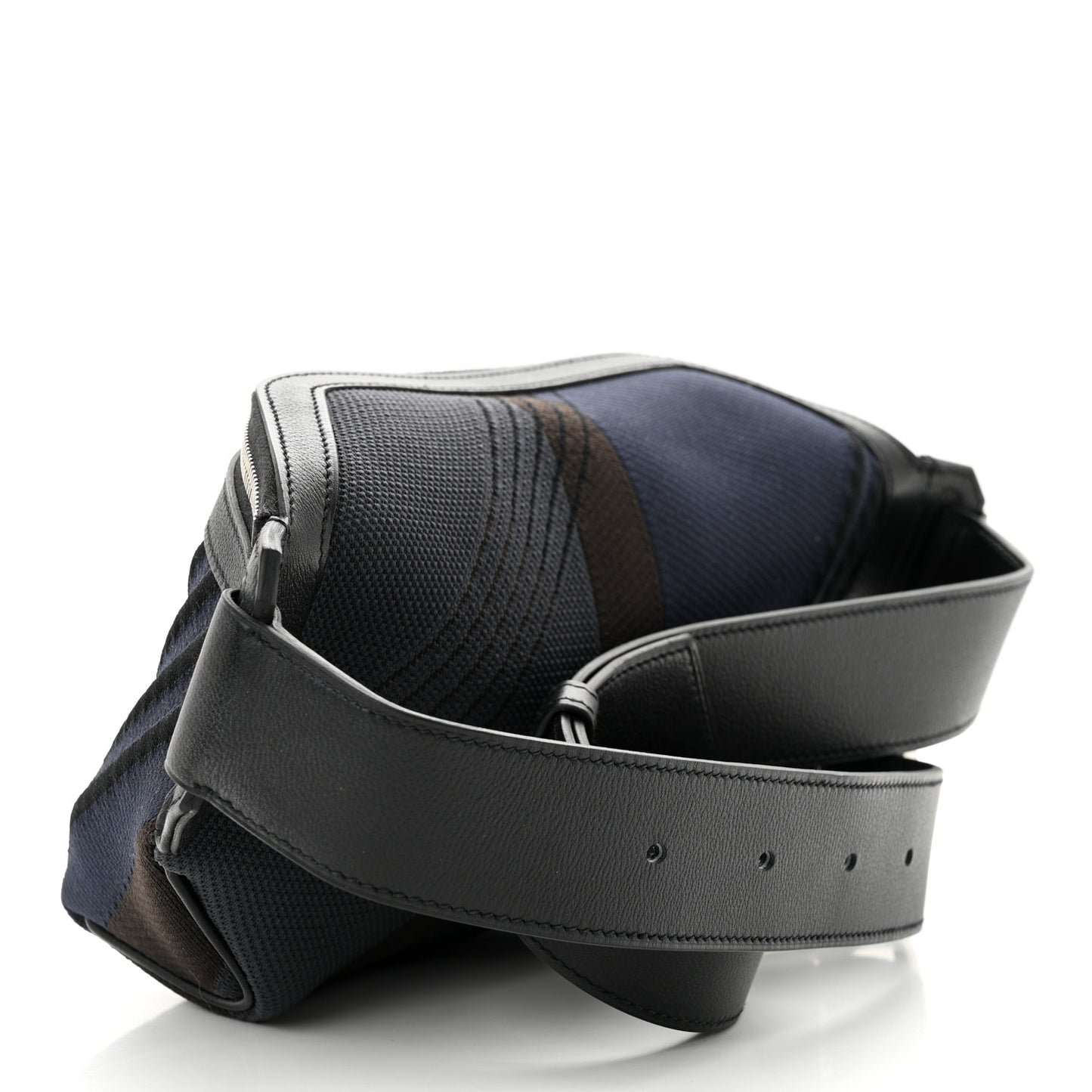 Dynamo Technical Canvas Allegretto Calfskin Cityslide Belt Bag Plomb Bleu Nuit Black