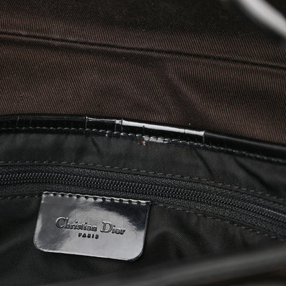 Christian Dior Canvas Patent Calfskin Saddle Bag Brown Black 12 of 13