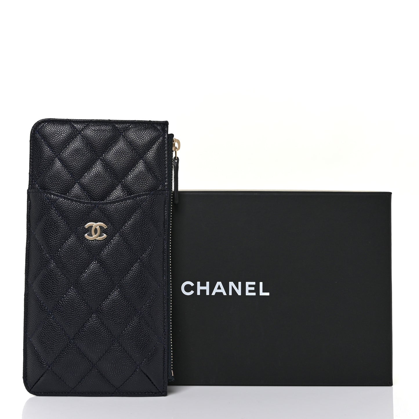 Caviar Quilted Classic iPhone Pouch Navy