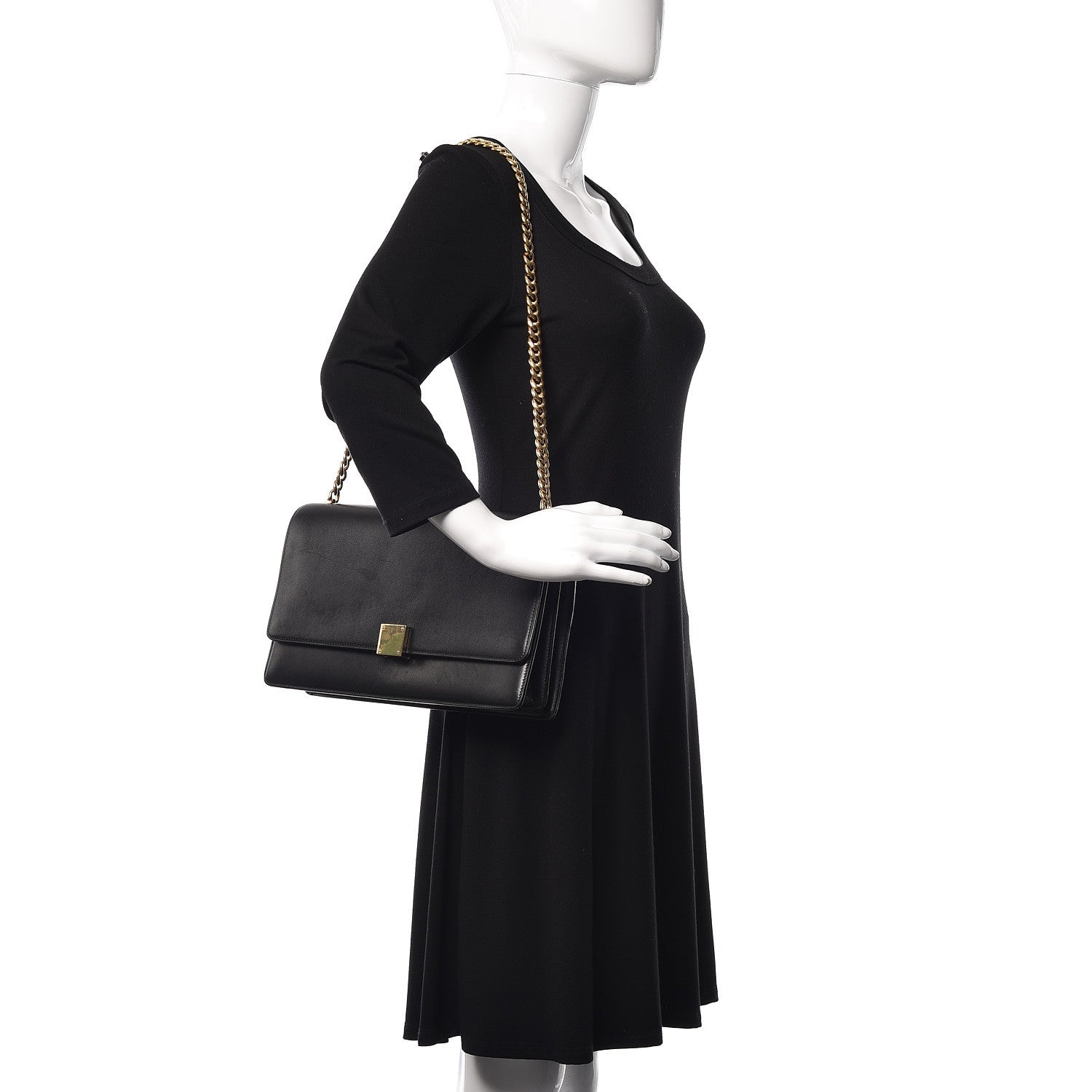 Celine Smooth Calfskin Medium Case Chain Flap Black 2 of 10