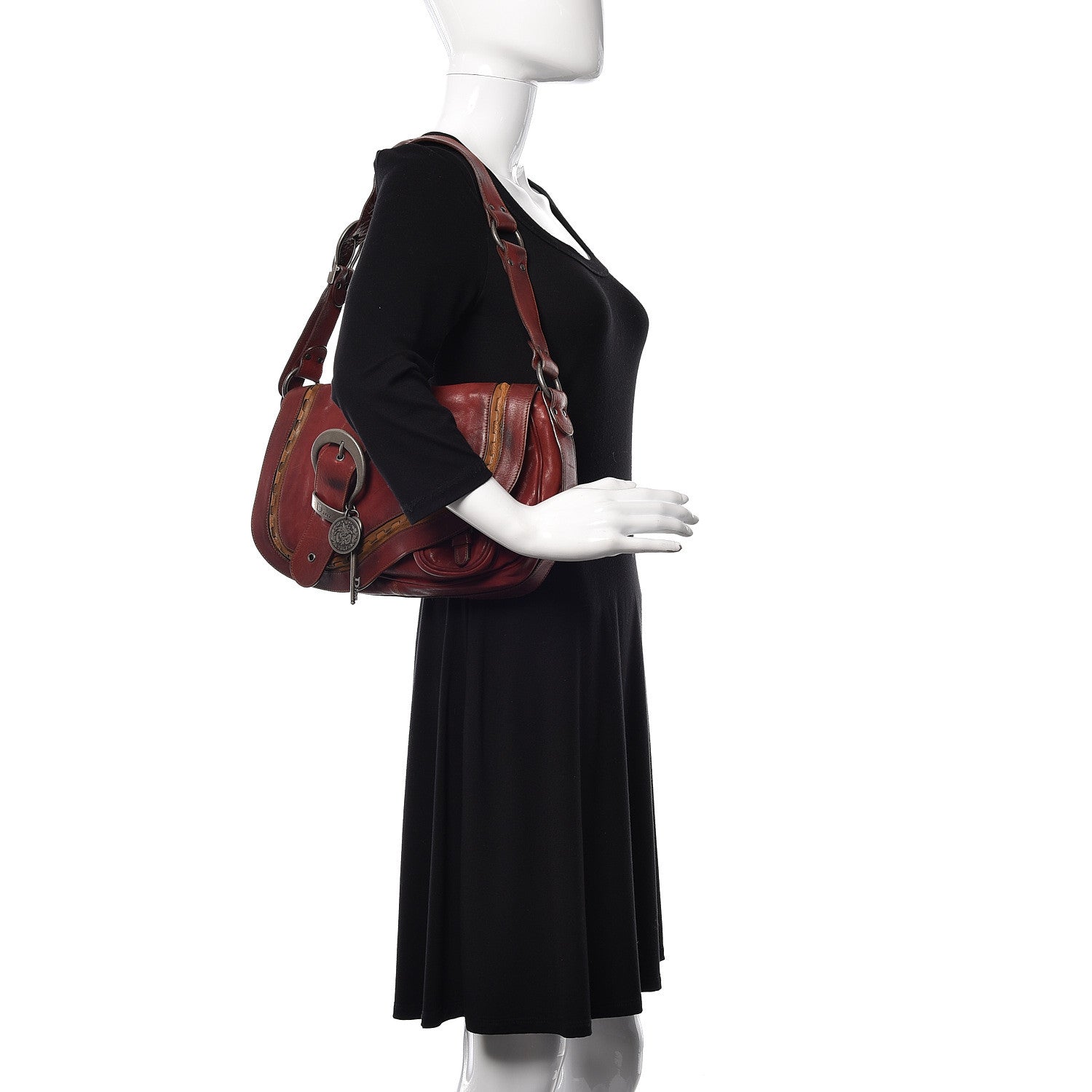 Christian Dior Calfskin Medium Gaucho Double Saddle Bag Red 2 of 13