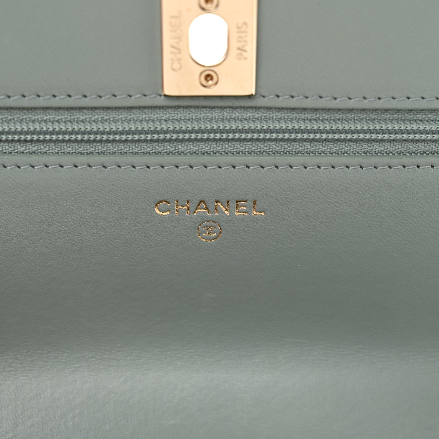 Lambskin Quilted Trendy CC Wallet On Chain WOC Grey