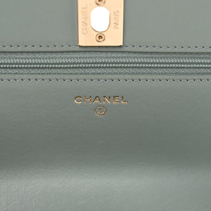 Chanel Lambskin Quilted Trendy CC Wallet On Chain WOC Grey 6 of 12