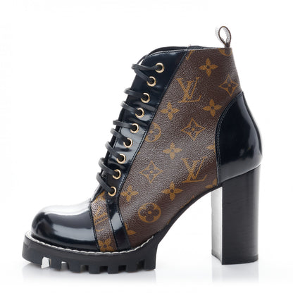 Louis Vuitton Patent Calfskin Monogram Star Trail Ankle Boots 39 Black 1 of 8