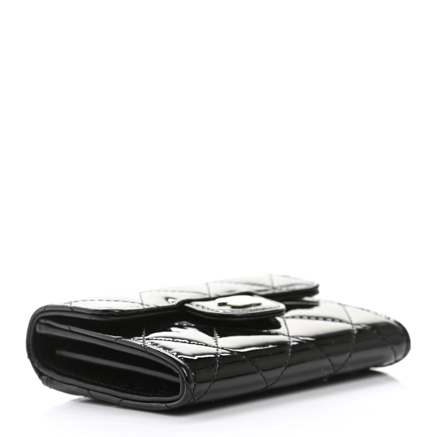 Chanel Patent Quilted Flap Card Holder Wallet Black 4 of 8