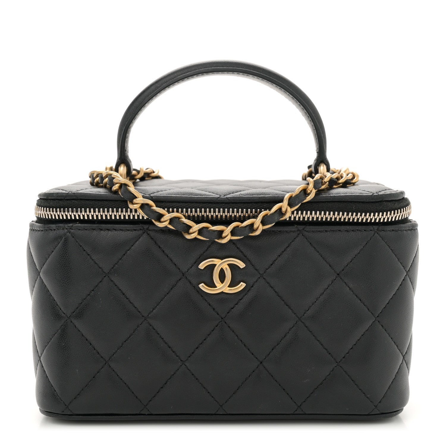 Chanel Lambskin Quilted Small Top Handle Vanity Case With Chain Black 1 of 10