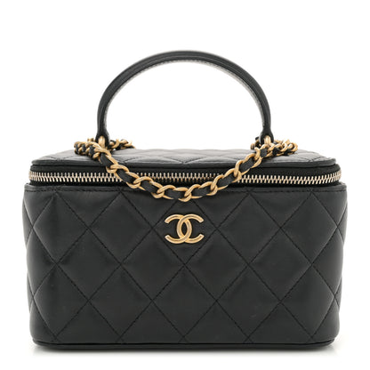 Chanel Lambskin Quilted Small Top Handle Vanity Case With Chain Black 1 of 10