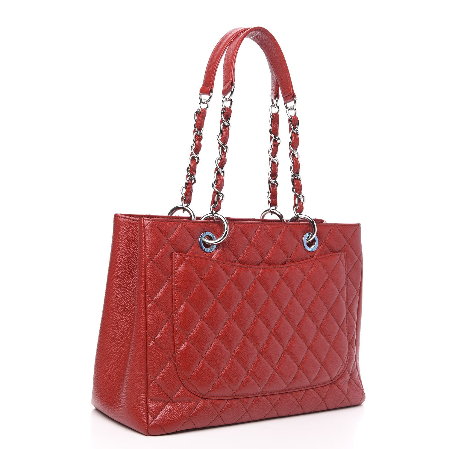 Chanel Caviar Quilted Grand Shopping Tote GST Red 3 of 9