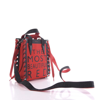 Christian Louboutin Braided Canvas Mini Cabalace Shopper Tote Red Black 3 of 9