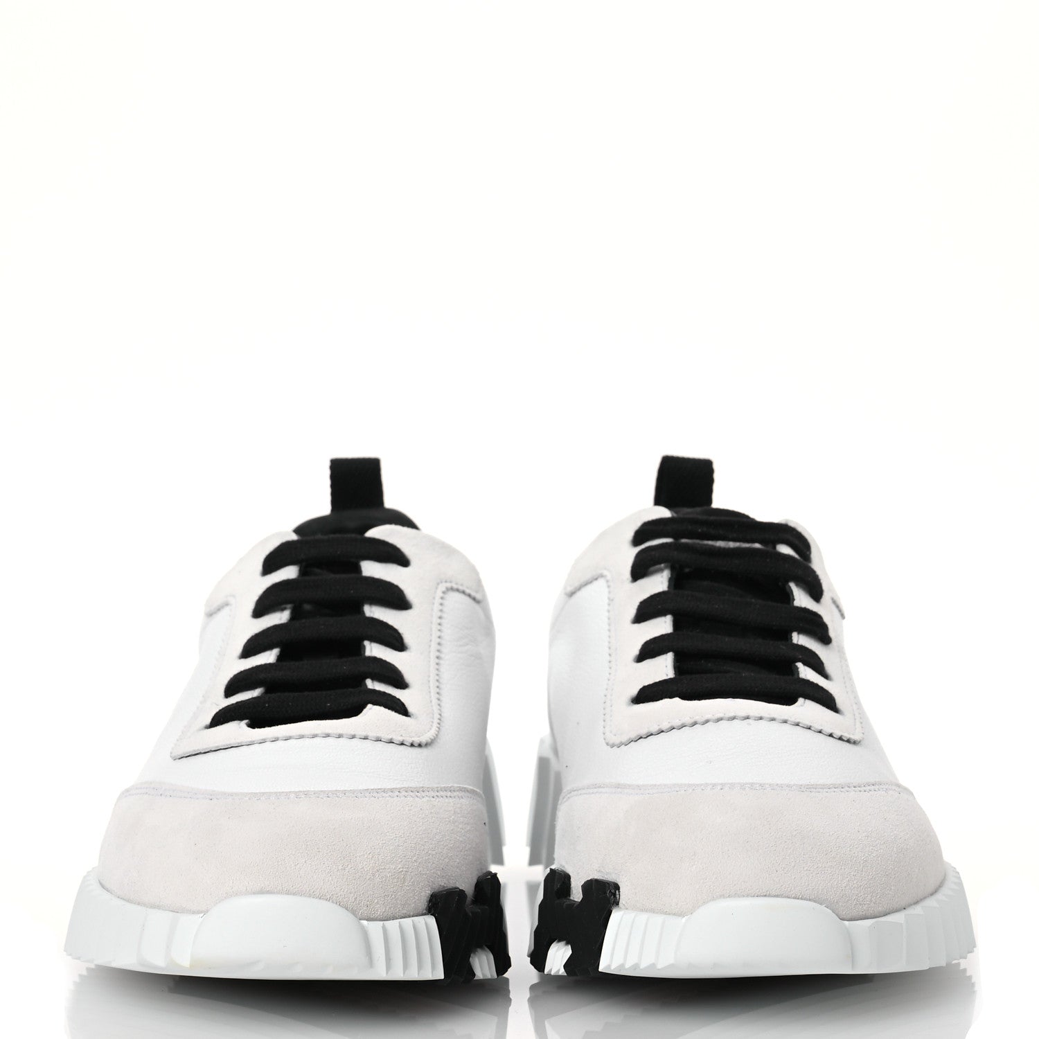 Hermes Goatskin Suede Bouncing Sneakers 39 White Black 2 of 9