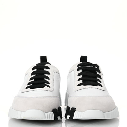Hermes Goatskin Suede Bouncing Sneakers 39 White Black 2 of 9