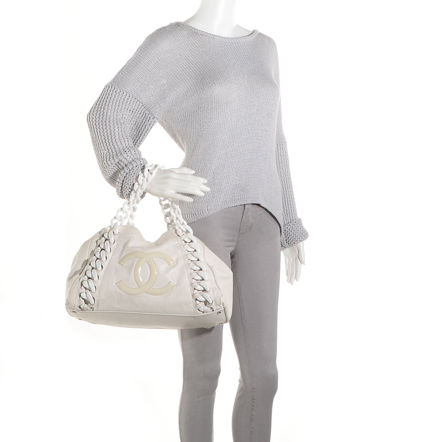 Chanel Leather Modern Chain Tote White 2 of 7