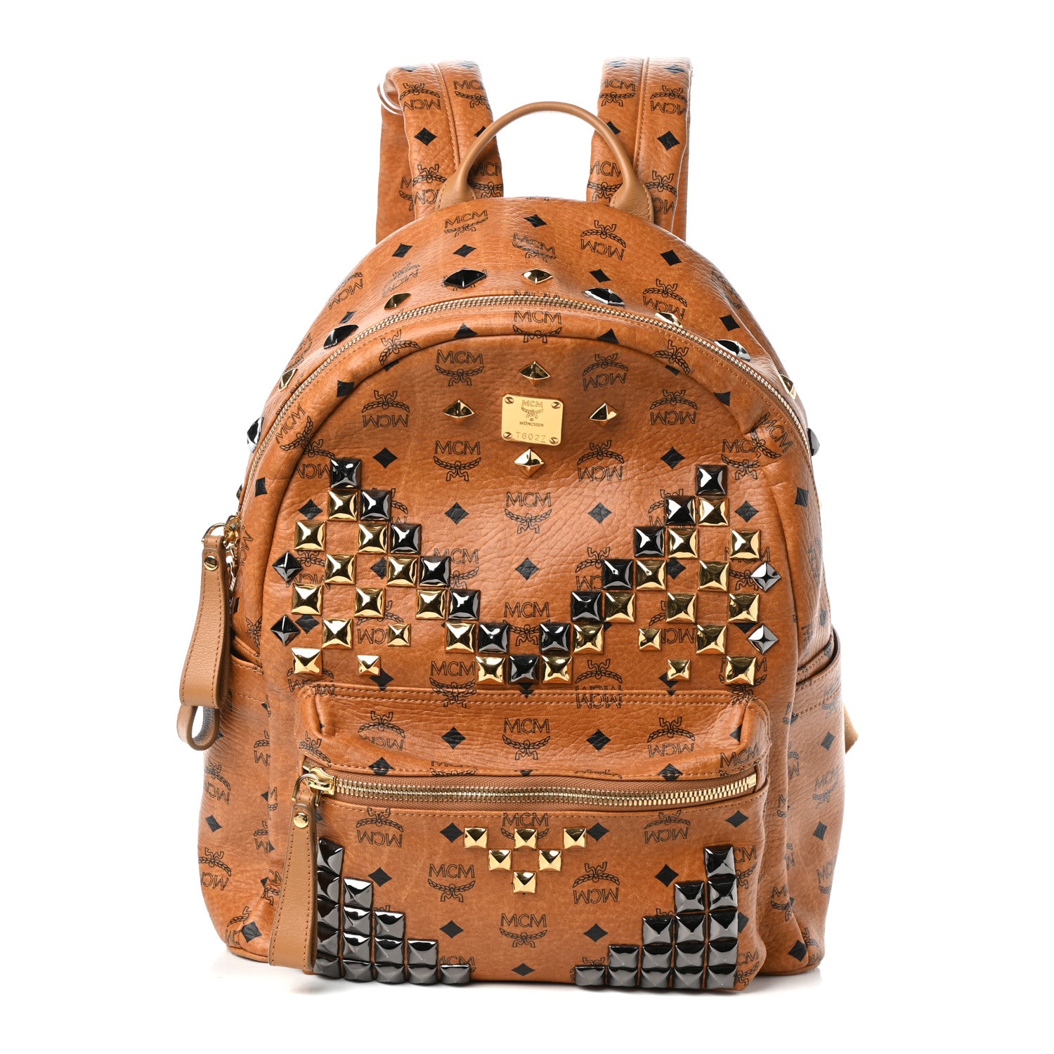 MCM Visetos Studded Medium Stark M Backpack Cognac 1 of 9