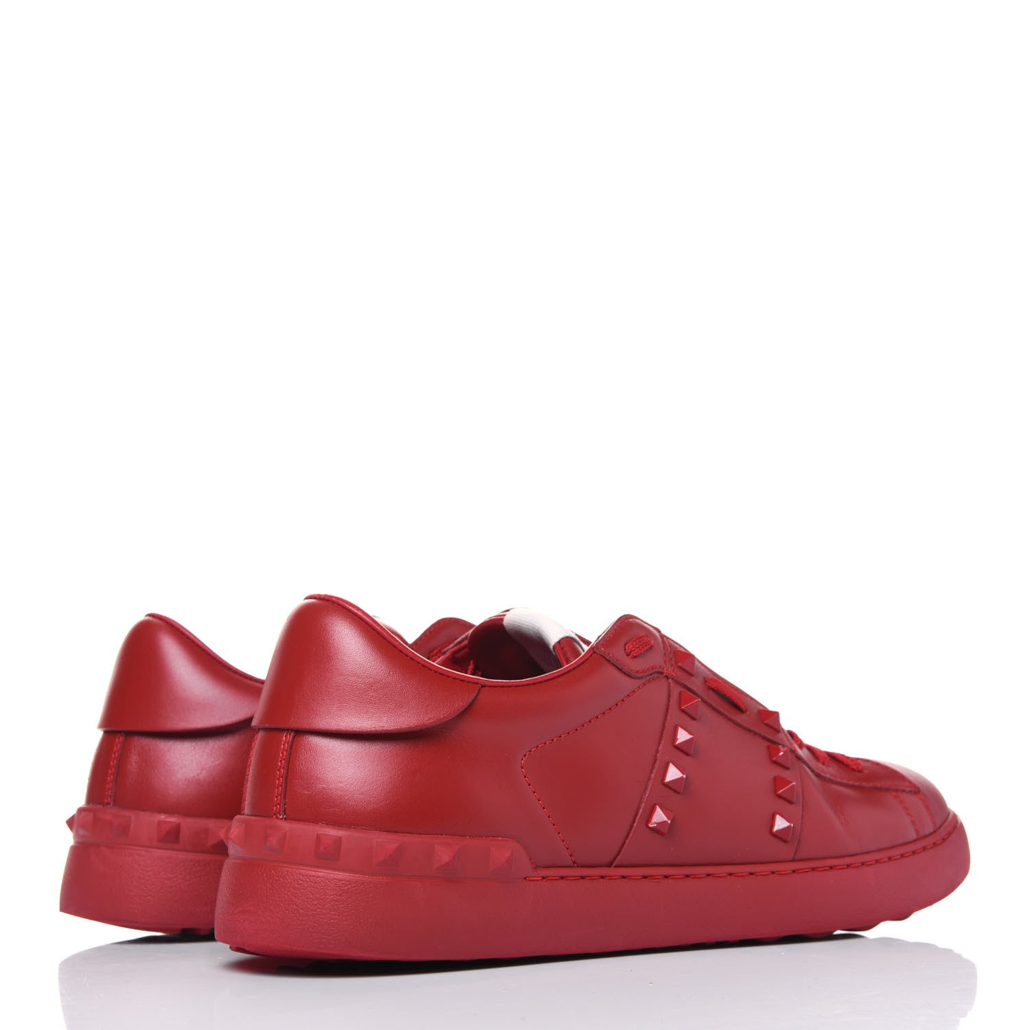 Valentino Garavani Calfskin Mens Rockstud Untitled Open Sneakers 44 Red 4 of 13