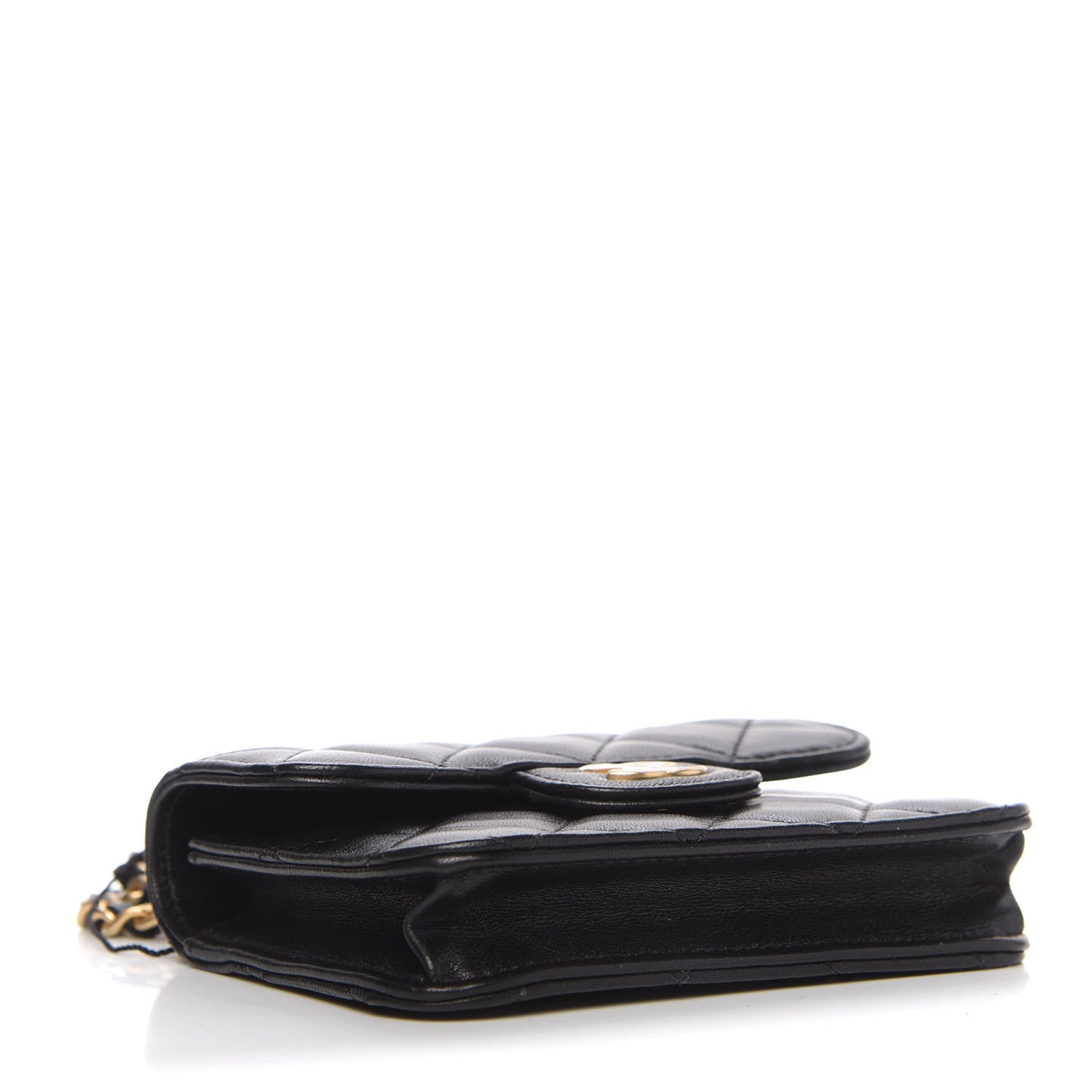Chanel Lambskin Quilted Top Handle Flap Coin Purse With Chain Black 4 of 11