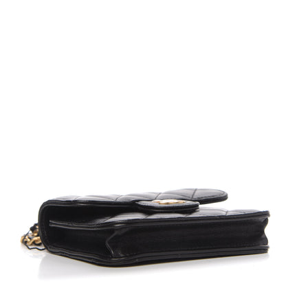 Chanel Lambskin Quilted Top Handle Flap Coin Purse With Chain Black 4 of 11