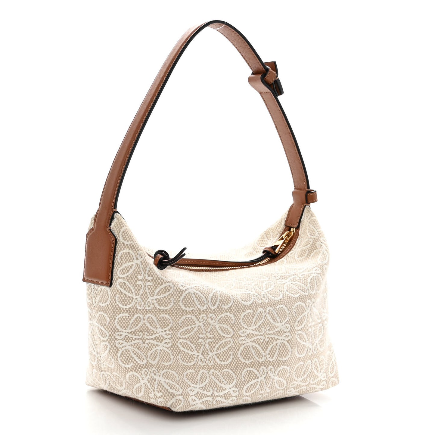 Jacquard Anagram Calfskin Small Cubi Bag Ecru Tan