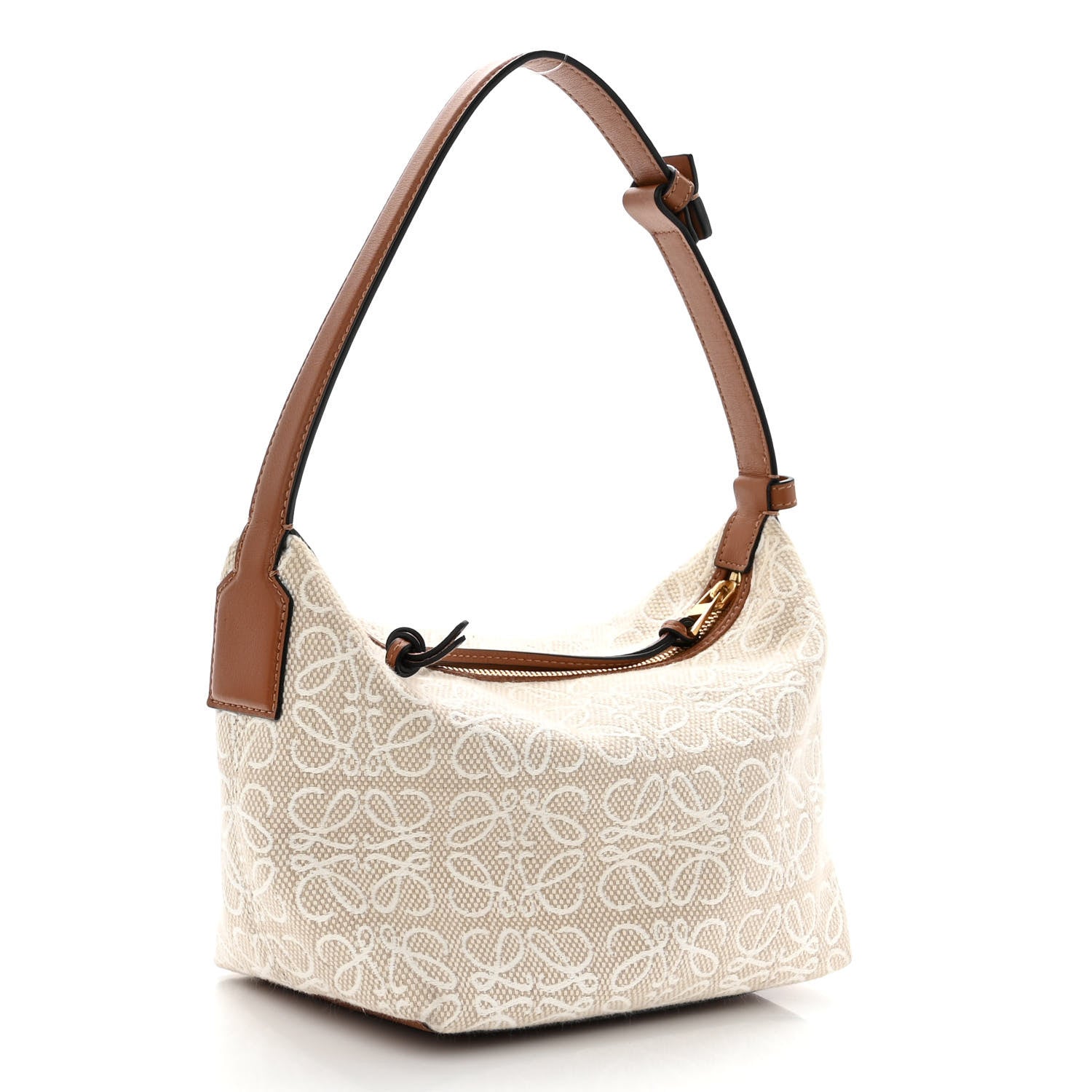 Loewe Jacquard Anagram Calfskin Small Cubi Bag Ecru Tan 3 of 10