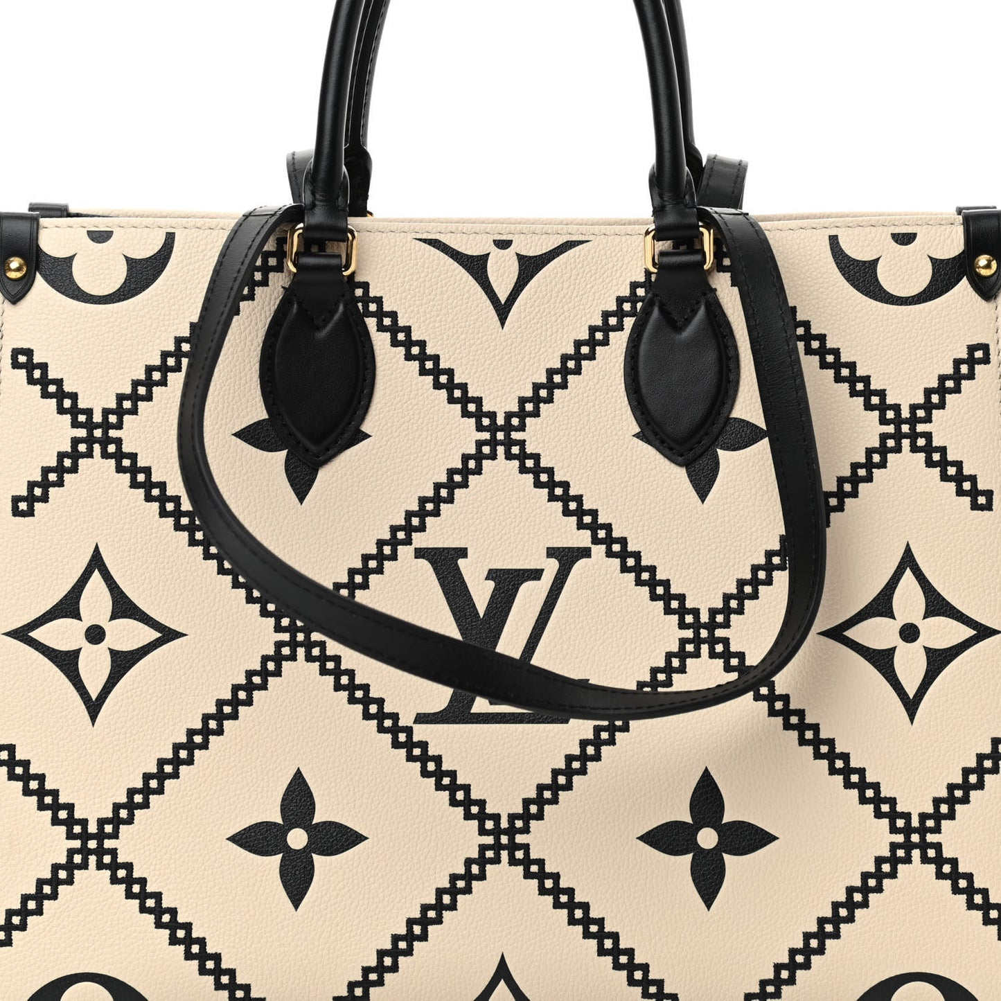Empreinte Monogram Giant Broderies Onthego MM Cream Black