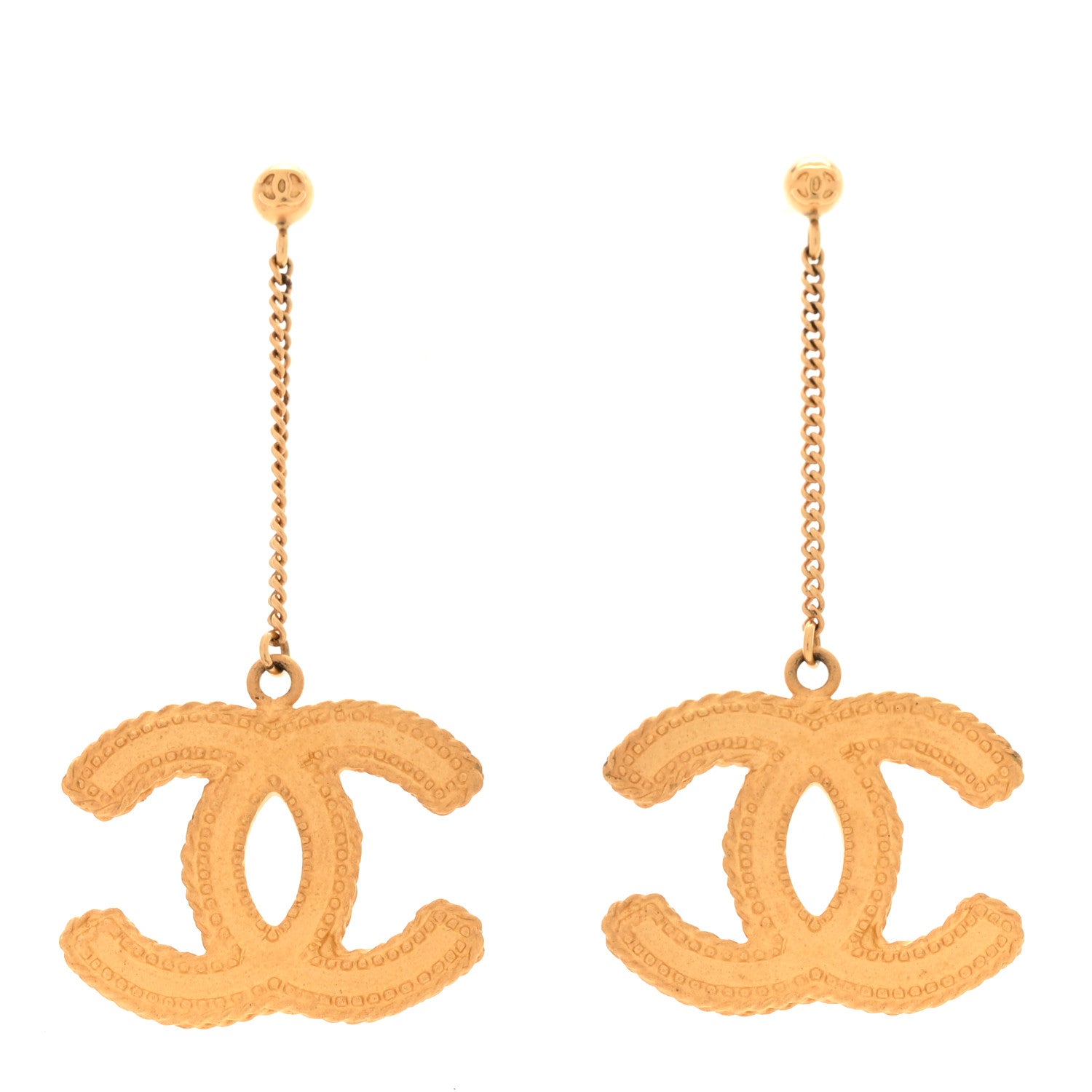 Chanel CC Drop Earrings Matte Gold 1 of 5