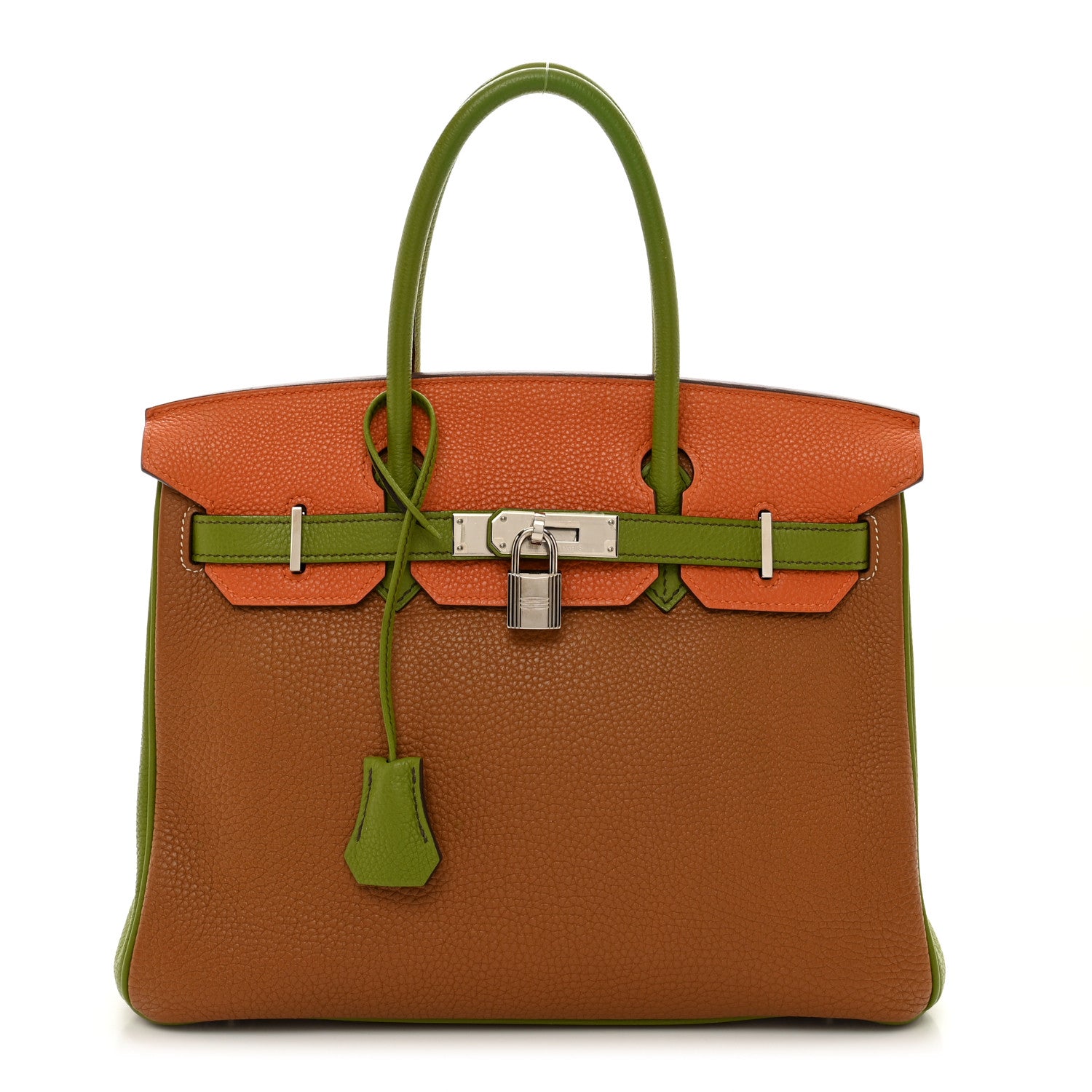 Hermes Togo Birkin 30 Gold Vert Anis Orange 1 of 13