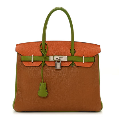Hermes Togo Birkin 30 Gold Vert Anis Orange 1 of 13