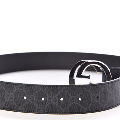 Gucci GG Supreme Monogram Selleria Calfskin Interlocking G 40mm Belt 90 36 Black Grey 6 of 7