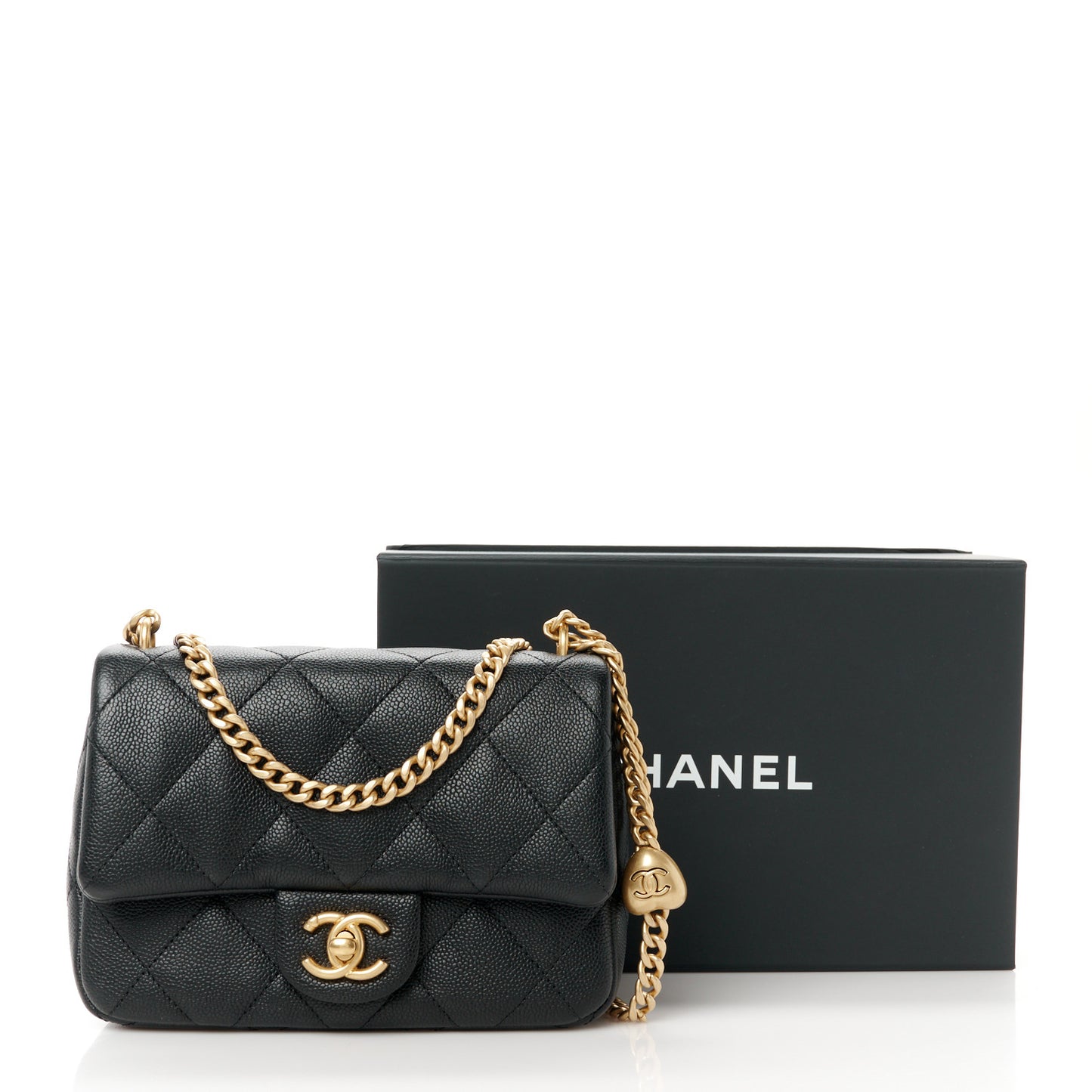 Caviar Quilted Mini Sweetheart Flap Black
