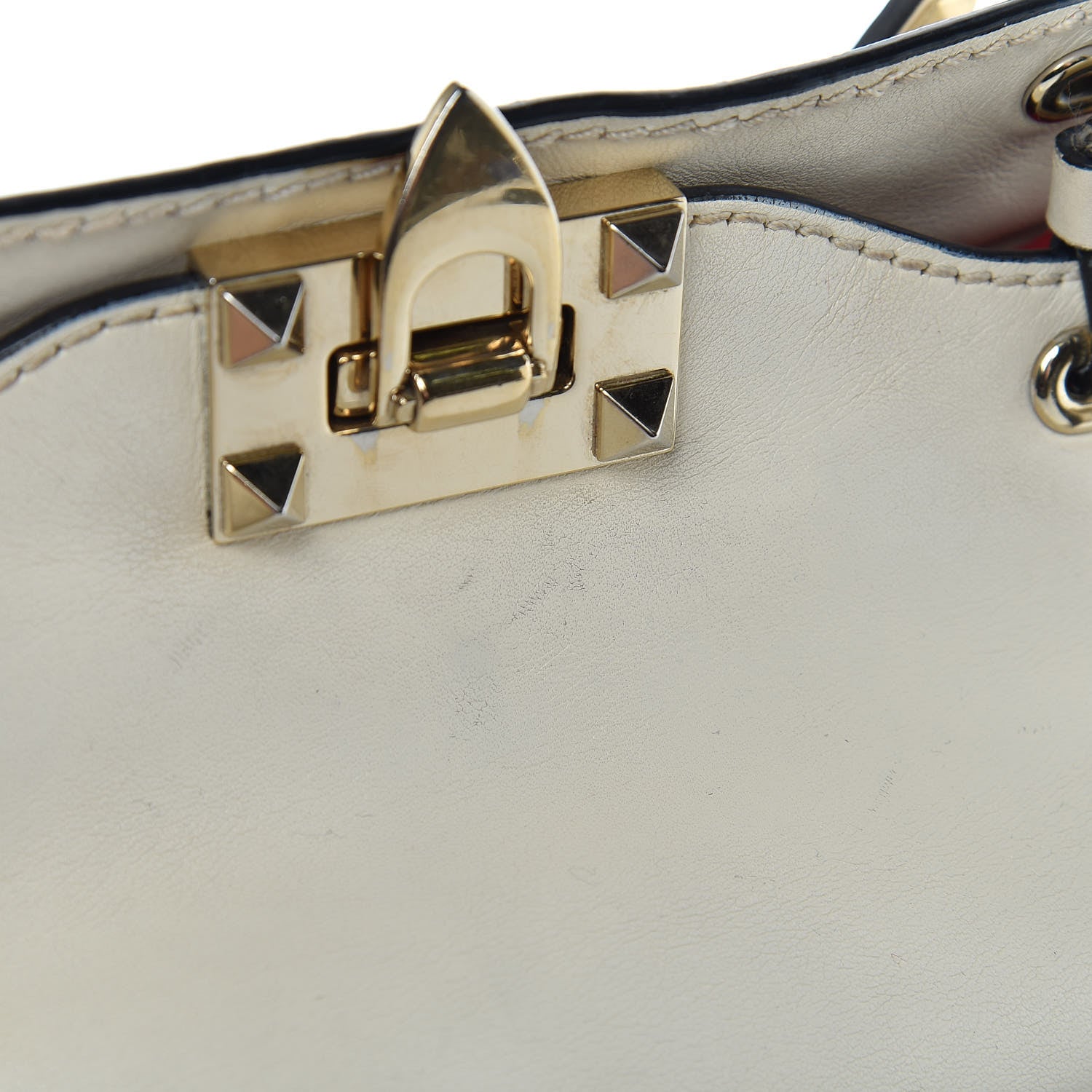 Valentino Garavani Vitello Small Rockstud Tote Ivory 9 of 35