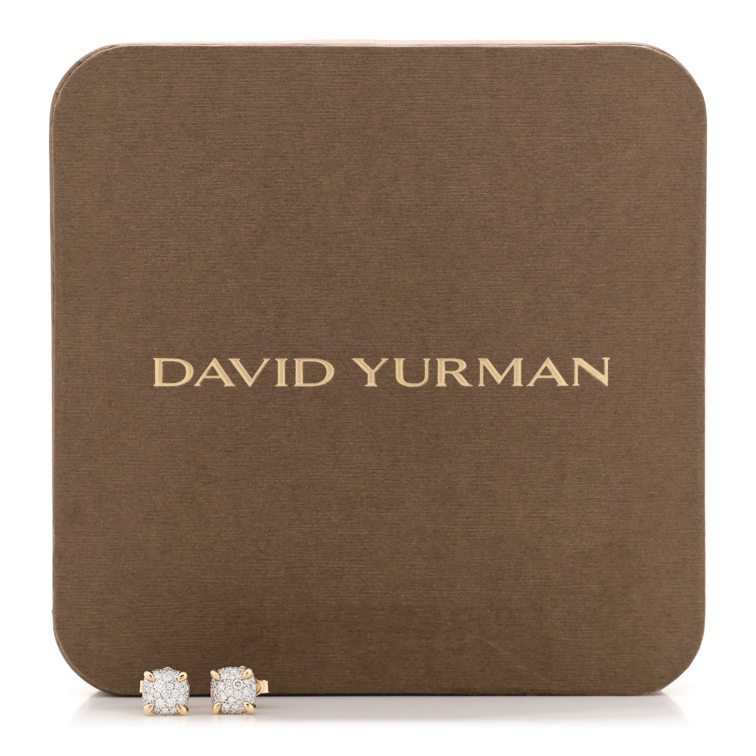 David Yurman 18K Yellow Gold Diamond 8mm Chatelaine Pave Stud Earrings 5 of 5