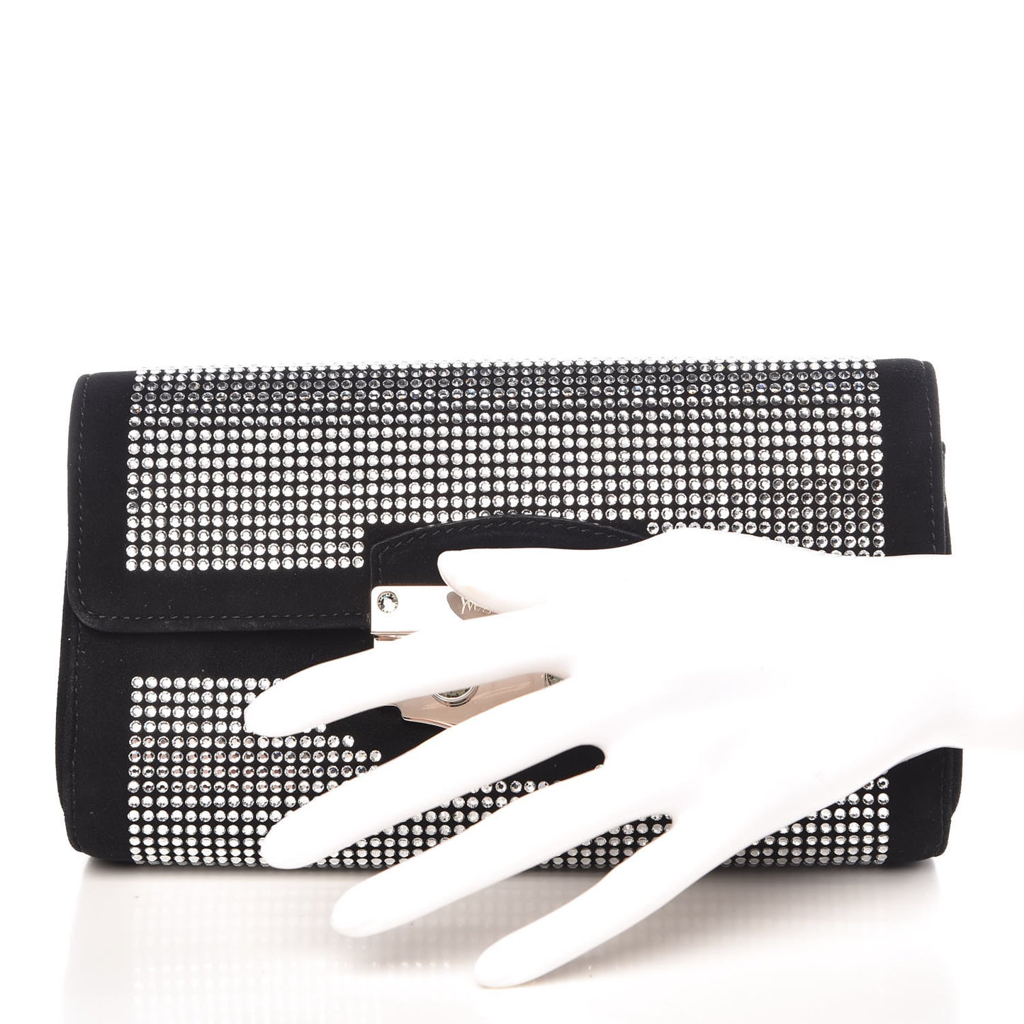 Suede Crystal Clutch Black