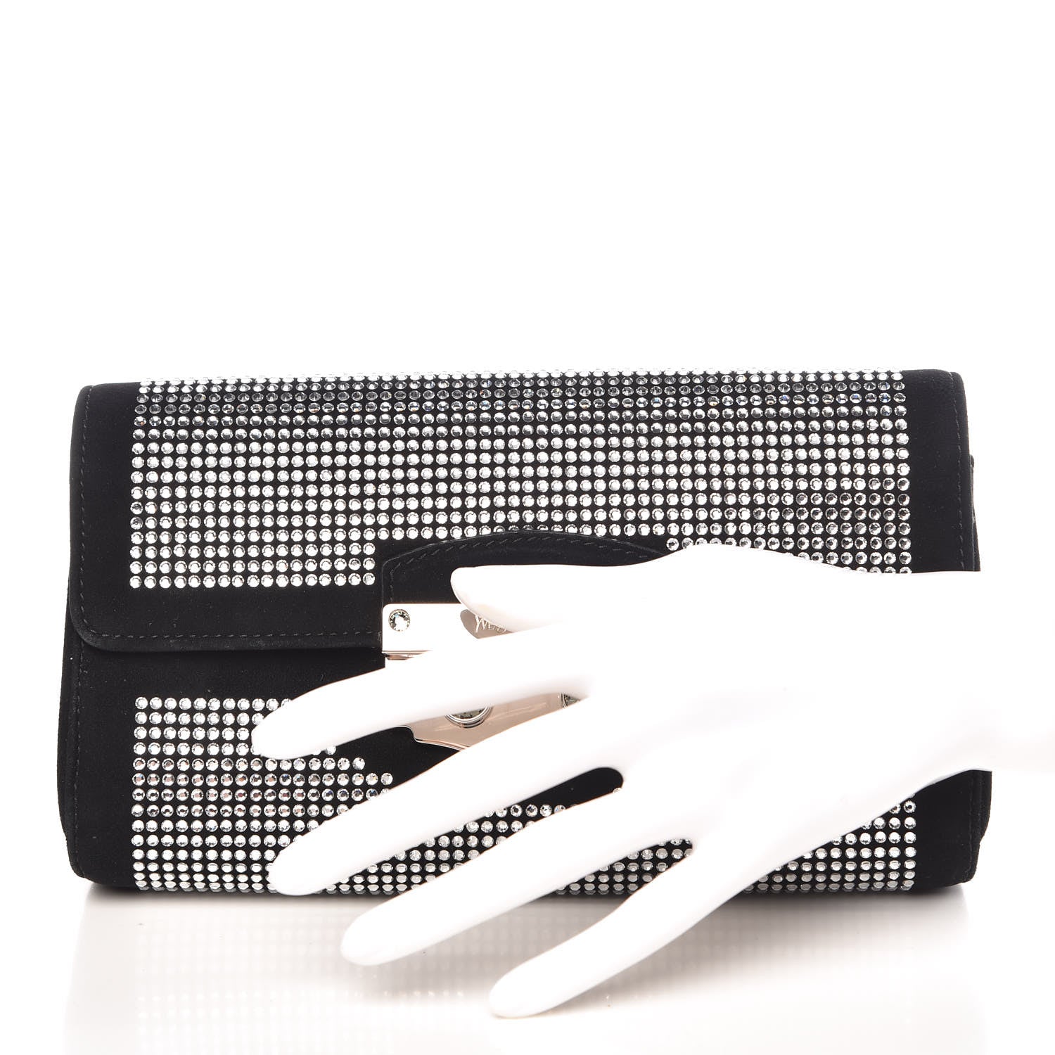 Saint Laurent Suede Crystal Clutch Black 2 of 9