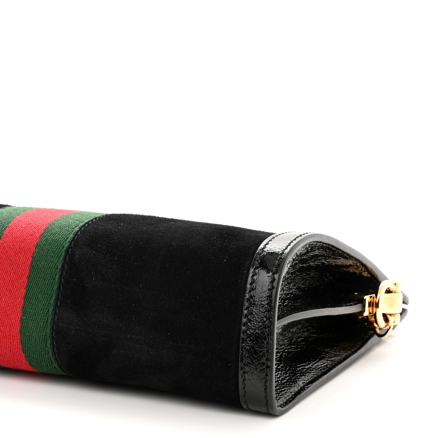 Gucci Suede Patent GG Web Small Ophidia Chain Shoulder Bag Black 10 of 10