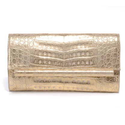 Nancy Gonzalez Metallic Crocodile Bar Clutch Gold 1 of 8