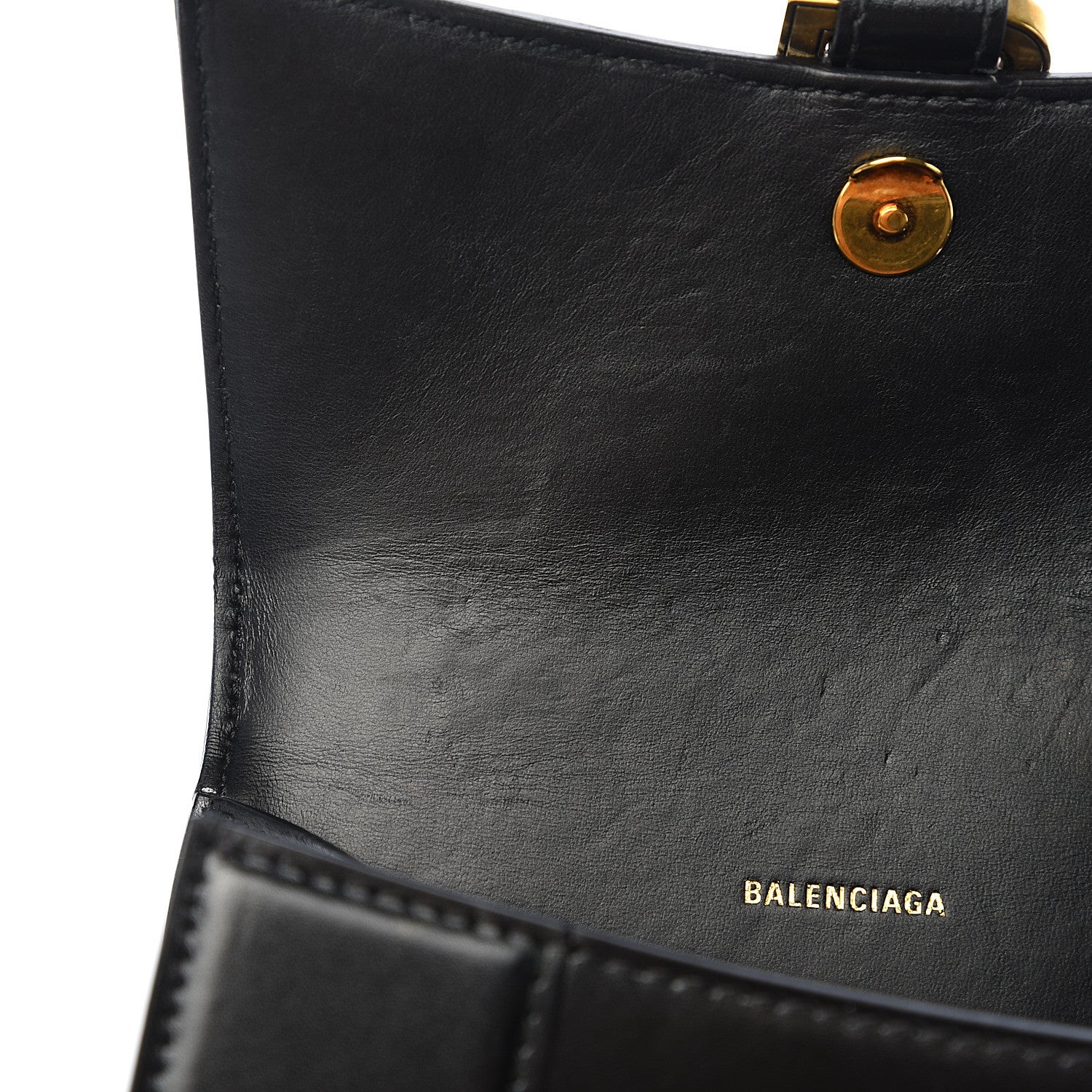 Balenciaga Shiny Box Calfskin Hourglass Top Handle Bag XS Black 7 of 14