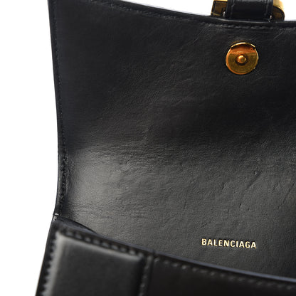 Balenciaga Shiny Box Calfskin Hourglass Top Handle Bag XS Black 7 of 14