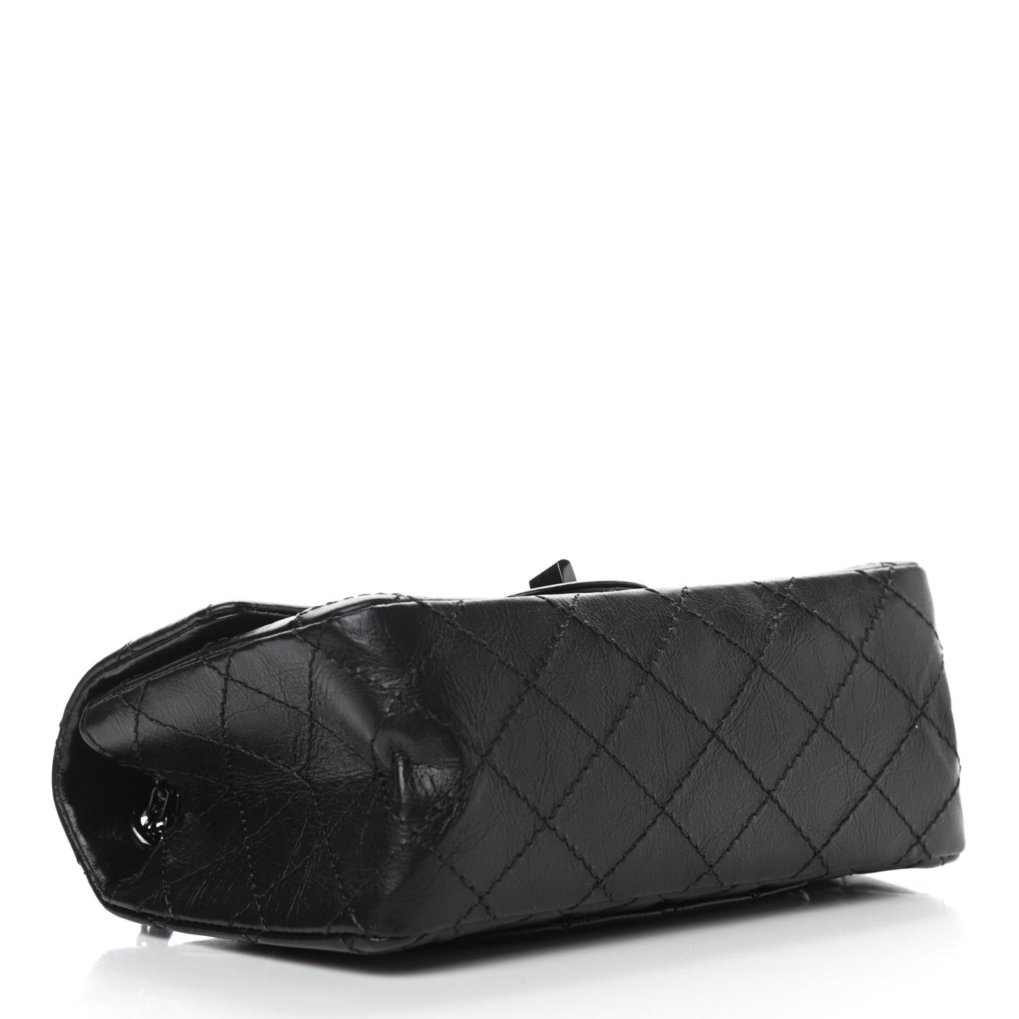 Aged Calfskin Quilted 2.55 Reissue Mini Flap So Black