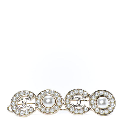 Chanel Pearl Coco Hair Clip Barrette Gold 1 of 3