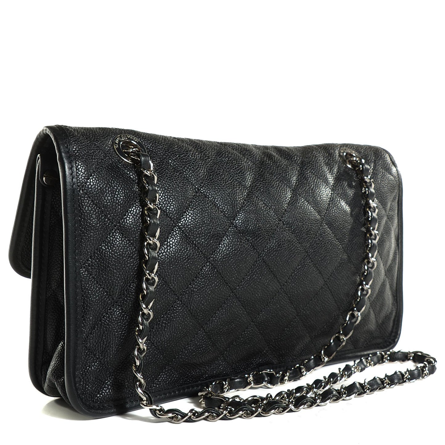Caviar Quilted French Riviera Medium Flap Black