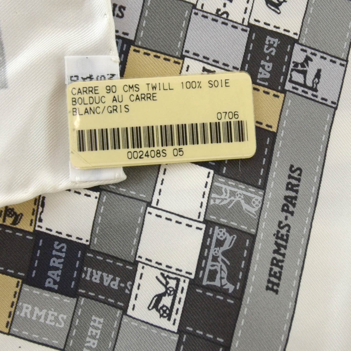 Silk Bolduc Au Carre Scarf 90 Blanc Gris