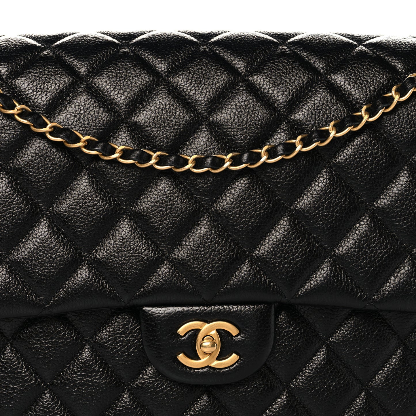 Caviar Quilted XXL Travel Flap Bag Black