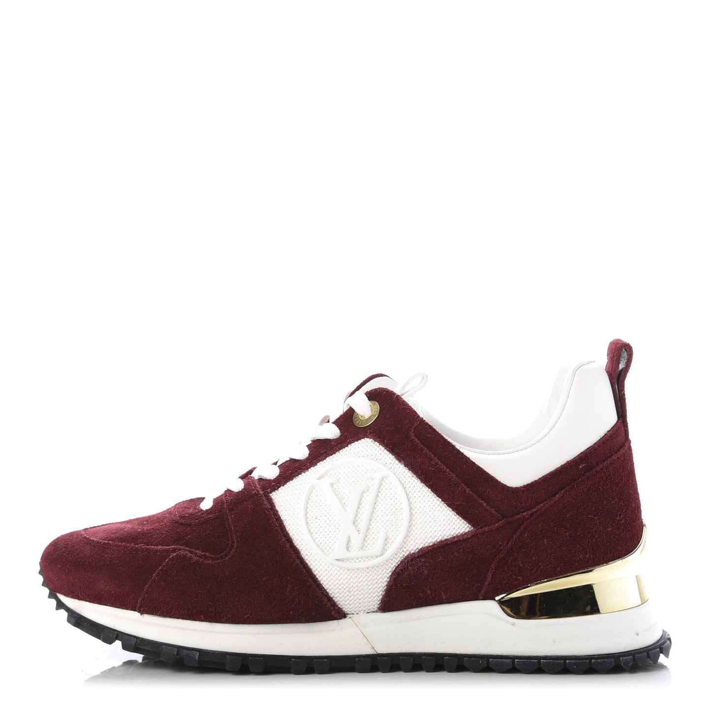 Suede Calfskin Run Away Sneakers 35 Burgundy White