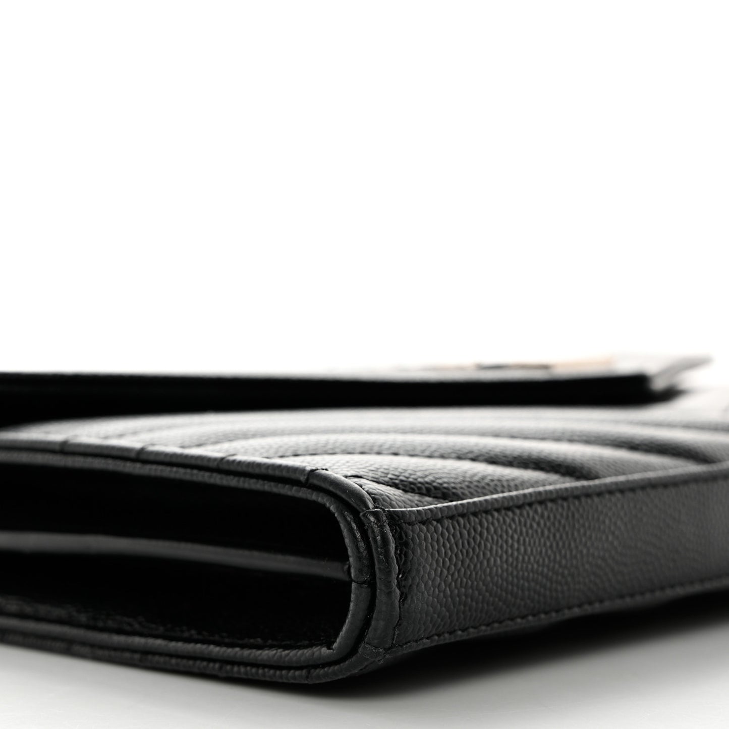Grain De Poudre Matelasse Chevron Monogram Chain Wallet Black
