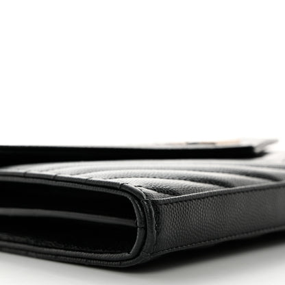 Saint Laurent Grain De Poudre Matelasse Chevron Monogram Chain Wallet Black 7 of 9