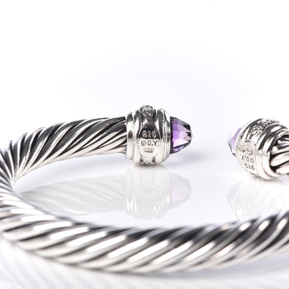 David Yurman Sterling Silver Diamond Amethyst 7mm Cable Classics Bracelet 4 of 7
